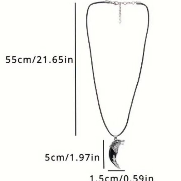 NEW! Stainless Steel Black Wolf Tooth Adjustable Necklace!! FATHER'S DAY GIFT!! - Picture 3 of 4